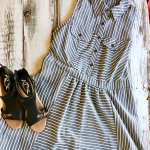 Flare Grey Striped Dress